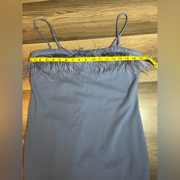 Wild fable Women's Dress Bodycon Sleeveless Feather Trim slate Blue SZ L - Picture 10 of 13